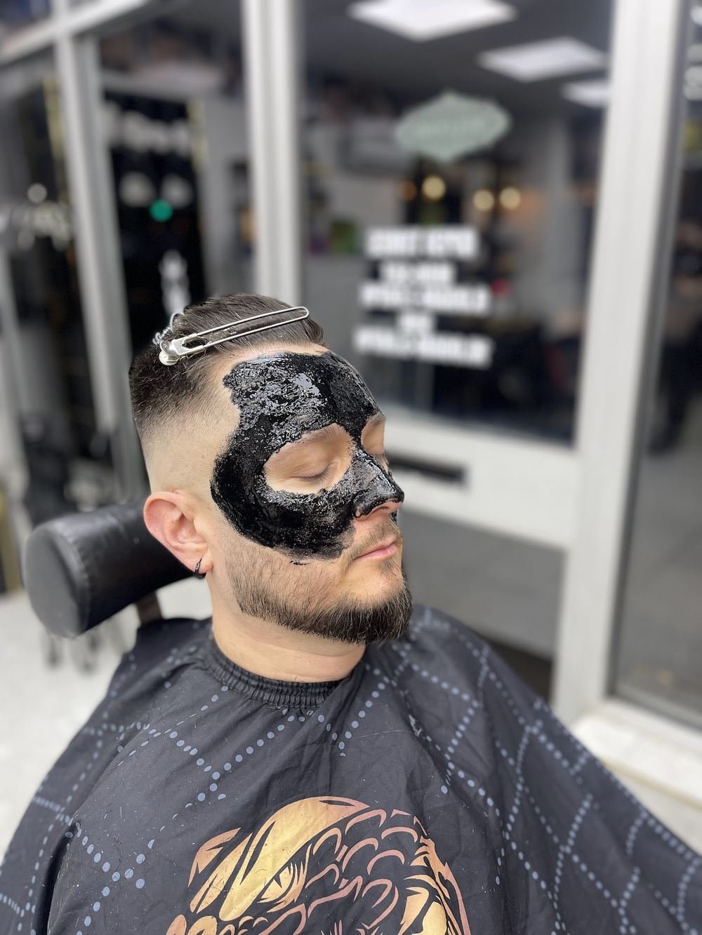 Peel-off face mask after a fresh cut
